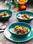 Lentil soup with lamb shank and carrots