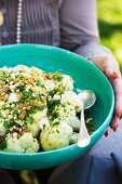 Cauliflower with croutons, egg and parsley