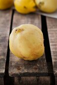 Quinces on a wooden table