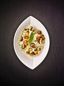 Mushroom risotto with chanterelles, porcini mushrooms and sage