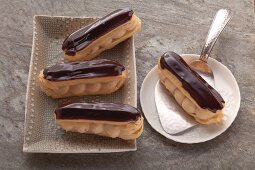 Eclairs with caramel cream filling