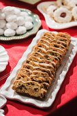 Sliced Christmas Fruit Cake on a Platter