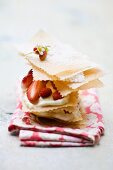Mille feuille with strawberries and custard