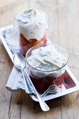 Strawberry and rhubarb dessert with whipped cream