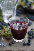 Blueberry cordial in a glass