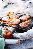 Barbecued pork chops with chilli jam for a tropical Christmas picnic