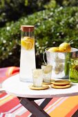 Home-made lemonade on a picnic table