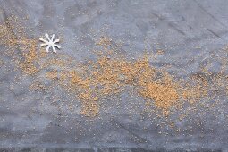 A snowflake made of sugar icing and a dusting of cinnamon sugar