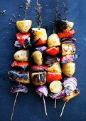 Grilled vegetable kebabs with rosemary
