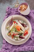 Asparagus salad with crispy bread crumbs