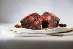 A spiced cupcake with cherry filling