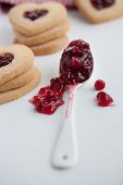 Cranberry jam and heart-shaped biscuits