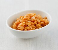 Red lentils in a dish