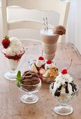 Selection of ice cream on table