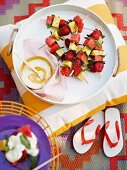 Fruit skewers for a picnic for Australia Day