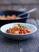 Malloreddus pasta with tomatoes and ricotta