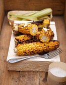 Grilled corn on the cob with butter and sea salt