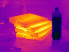 An infra-red image of pizza boxes