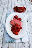 Strawberry ice cream with honey strawberries