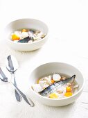 Mackerel and vegetable broth