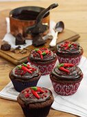 Chilli and chocolate cupcakes with plain chocolate