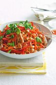 Spicy chickpea salad with carrots and tuna