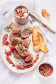 Grilled lamb chops with berry sauce