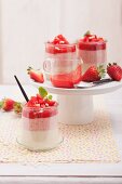 Panna cotta with strawberry mousse