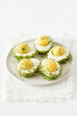 Stuffed eggs with cress