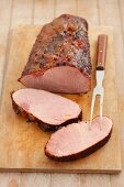 Cooked smoked ham with apricot glaze