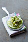 Kiwi and avocado salad with cod