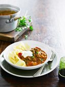 Lamb goulash with tagliatelle