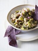 Tuna and avocado salad with corn chips