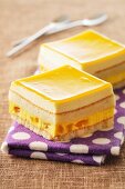 Squares of mango cake