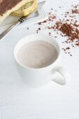 Hot lavender-infused cocoa and sesame seed toast