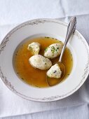 Beef broth with bone marrow dumplings