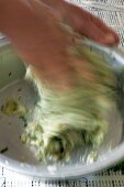 The dough for herb balls being kneaded