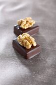 Filled chocolates with walnuts