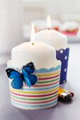 Paper cake cases used as candle holders