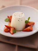 Buttermilk mousse with strawberries and mint