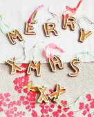 'Merry Xmas' written in gingerbread letters