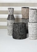 Collection of black and white vases