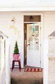 Festively decorated front door