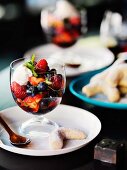 Summer berries with mascarpone and shiso sorbet and five-spiced shortbread