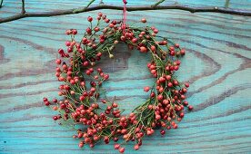 Wreath made of small rose hips