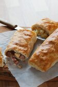 Bedfordshire clanger (English pastry parcel, one half with savoury filling and the other with sweet)