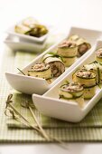 Rolled courgette slices with a tuna and caper filling