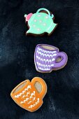 Biscuits in the shape of cups and teapots