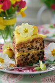 A slice of simnel cake (Easter cake, England)