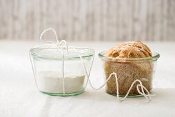 Home-made bread in a jar and dry ingredient mix